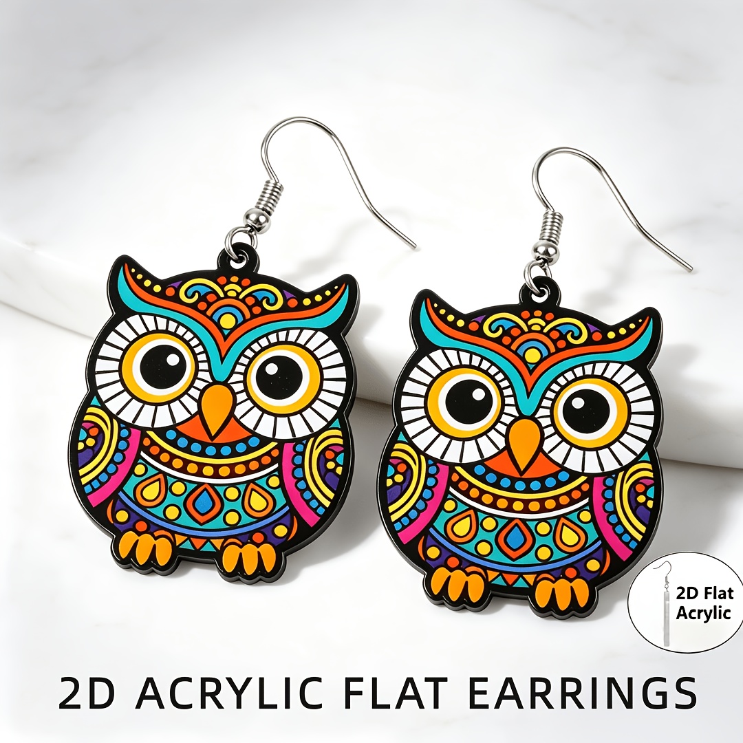 Women's Bohemian Folk Art Acrylic Dangle Earrings, Gift